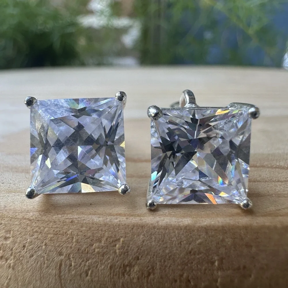 VTG MWS Mark Wasserman Samara Clip Earrings Cubic‎ Zirconia 925 Sterling 6.7g